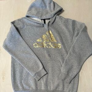 Adidas Hoodie - L - Grey w/ Gold